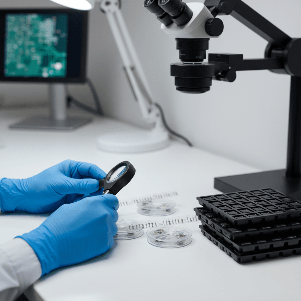 Quality inspection of electronic components with magnification equipment